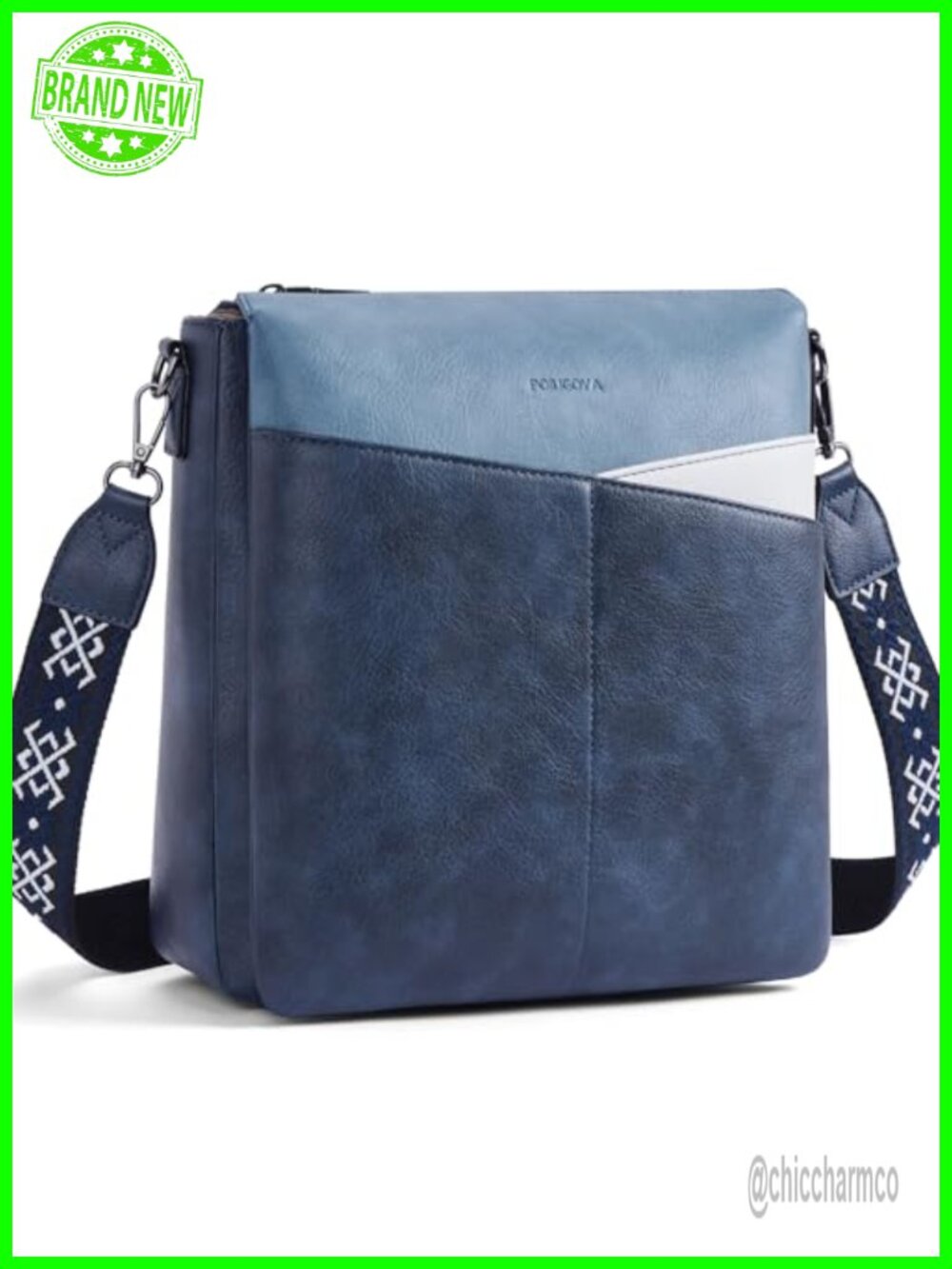 POIUGOYA PU Leather Crossbody Bag Dual Compartment Organizer